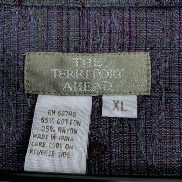 The Territory Ahead Vintage Jacquard Shirt Gray Red Button Front Casual Mens XL - Picture 6 of 6